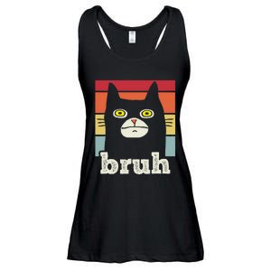 Funny Meme Saying Bruh With Cat Greetings Teens Ladies Essential Flowy Tank