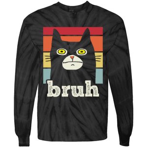 Funny Meme Saying Bruh With Cat Greetings Teens Tie-Dye Long Sleeve Shirt