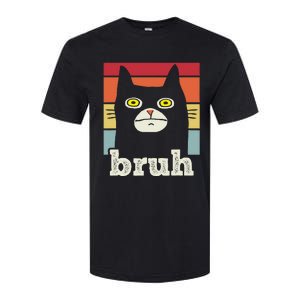 Funny Meme Saying Bruh With Cat Greetings Teens Softstyle CVC T-Shirt