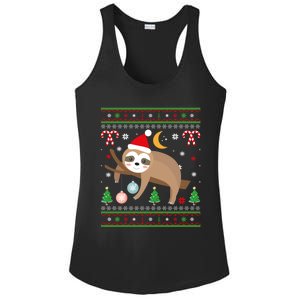 Funny Merry Slothmas Ugly Christmas Sloth Santa Hat Gift Ladies PosiCharge Competitor Racerback Tank