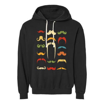 Funny Mustache Styles  Vintage Retro Hipster Mustache Garment-Dyed Fleece Hoodie