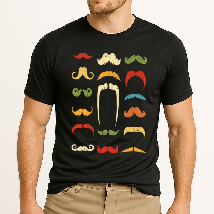 Funny Mustache Styles  Vintage Retro Hipster Mustache Cooling Performance Crew T-Shirt