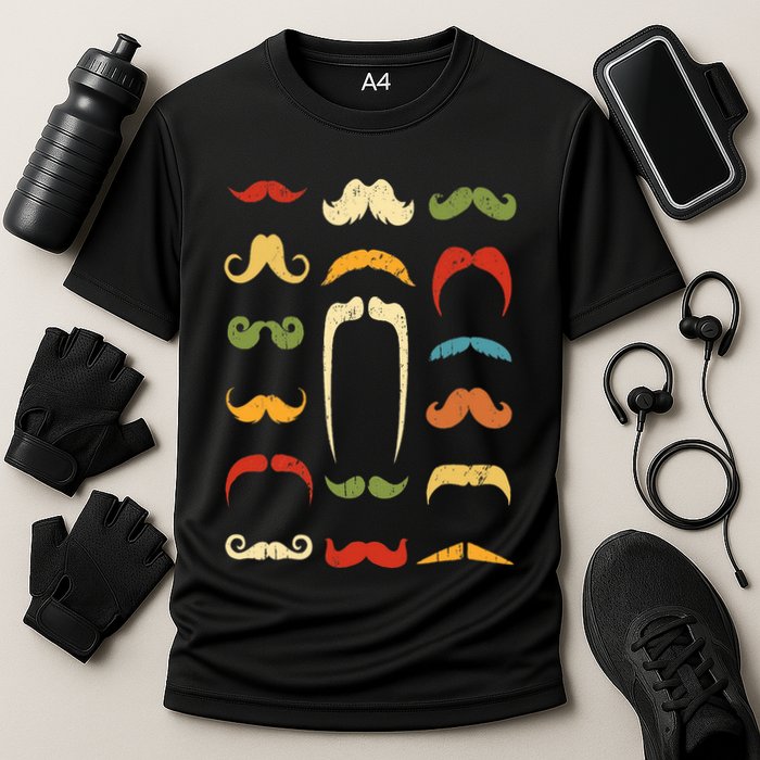 Funny Mustache Styles  Vintage Retro Hipster Mustache Cooling Performance Crew T-Shirt
