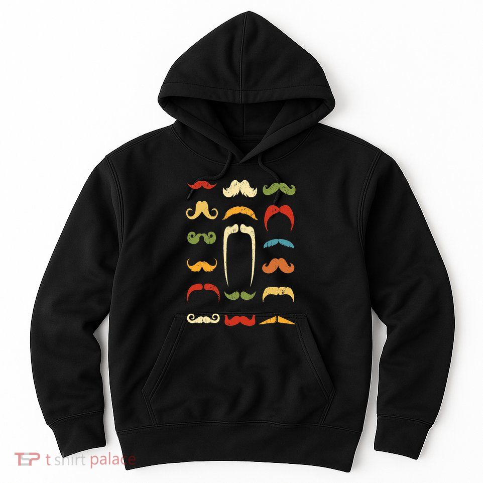 Funny Mustache Styles  Vintage Retro Hipster Mustache Hoodie