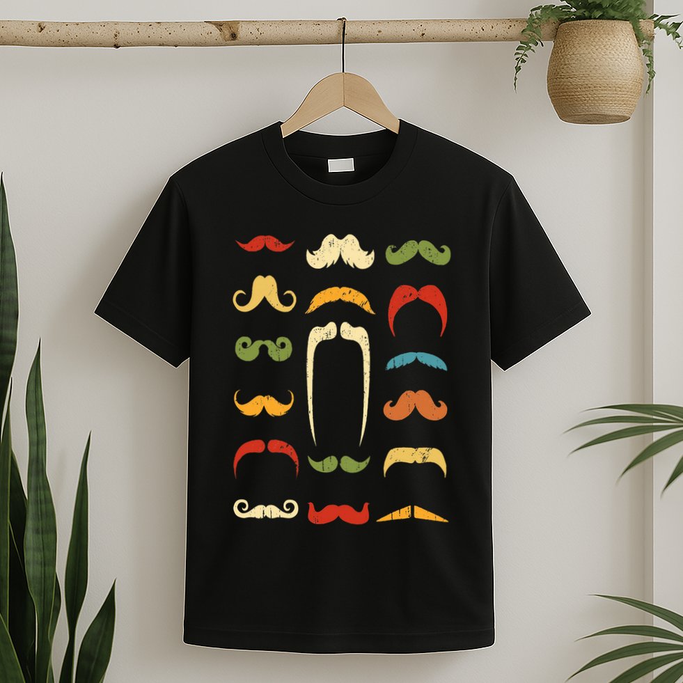 Funny Mustache Styles  Vintage Retro Hipster Mustache T-Shirt