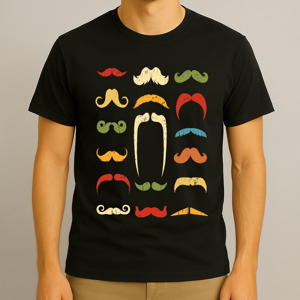 Funny Mustache Styles  Vintage Retro Hipster Mustache T-Shirt