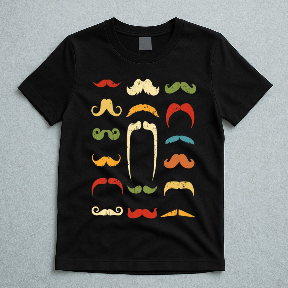 Funny Mustache Styles  Vintage Retro Hipster Mustache T-Shirt