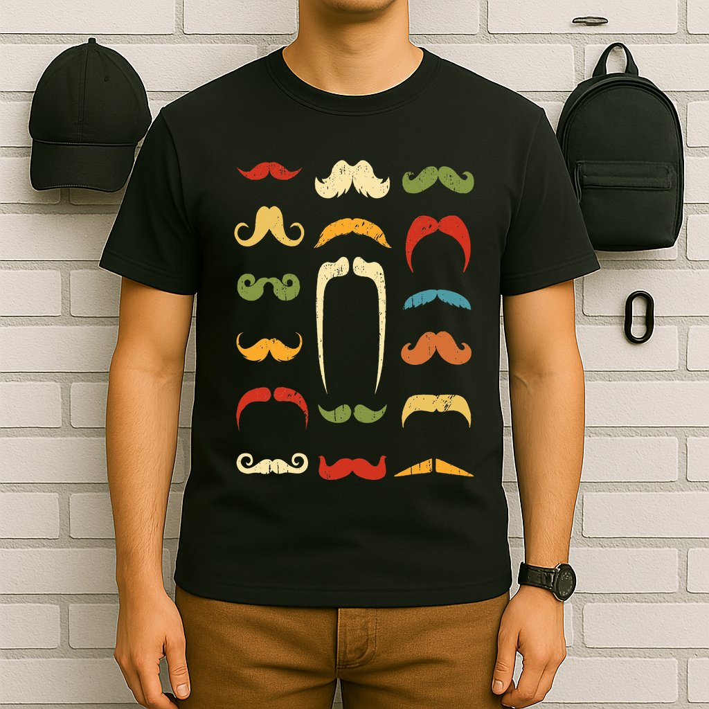 Funny Mustache Styles  Vintage Retro Hipster Mustache T-Shirt