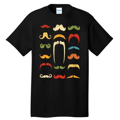 Funny Mustache Styles  Vintage Retro Hipster Mustache Tall T-Shirt