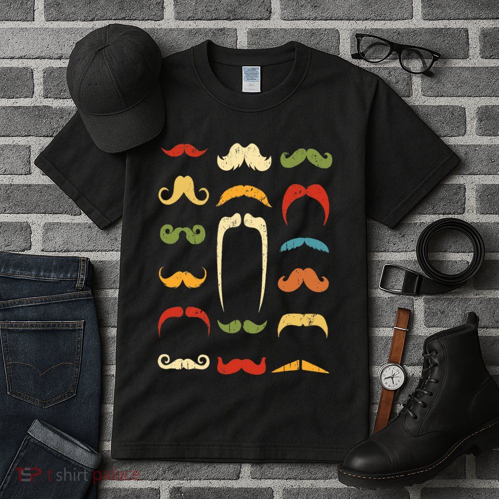 Funny Mustache Styles  Vintage Retro Hipster Mustache Tall T-Shirt