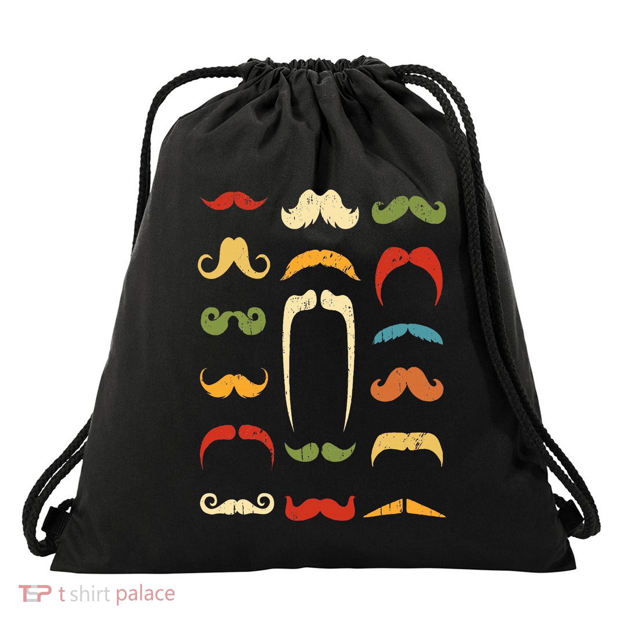 Funny Mustache Styles  Vintage Retro Hipster Mustache Drawstring Bag