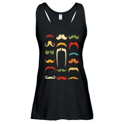 Funny Mustache Styles  Vintage Retro Hipster Mustache Ladies Essential Flowy Tank