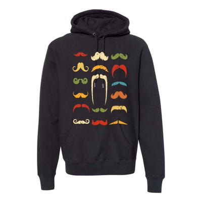 Funny Mustache Styles  Vintage Retro Hipster Mustache Premium Hoodie