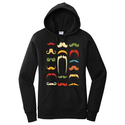 Funny Mustache Styles  Vintage Retro Hipster Mustache Women's Pullover Hoodie