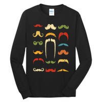 Funny Mustache Styles  Vintage Retro Hipster Mustache Tall Long Sleeve T-Shirt