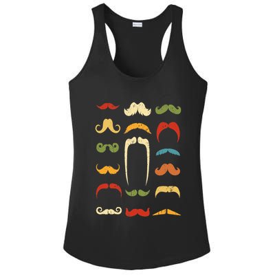Funny Mustache Styles  Vintage Retro Hipster Mustache Ladies PosiCharge Competitor Racerback Tank