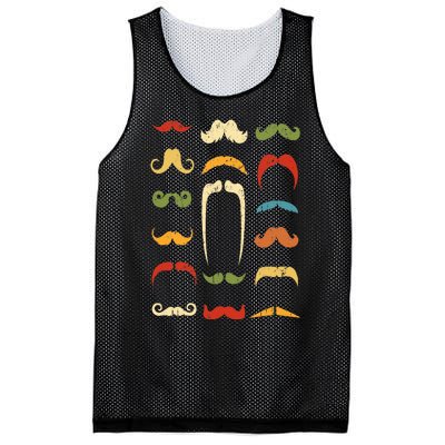 Funny Mustache Styles  Vintage Retro Hipster Mustache Mesh Reversible Basketball Jersey Tank