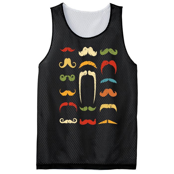 Funny Mustache Styles  Vintage Retro Hipster Mustache Mesh Reversible Basketball Jersey Tank