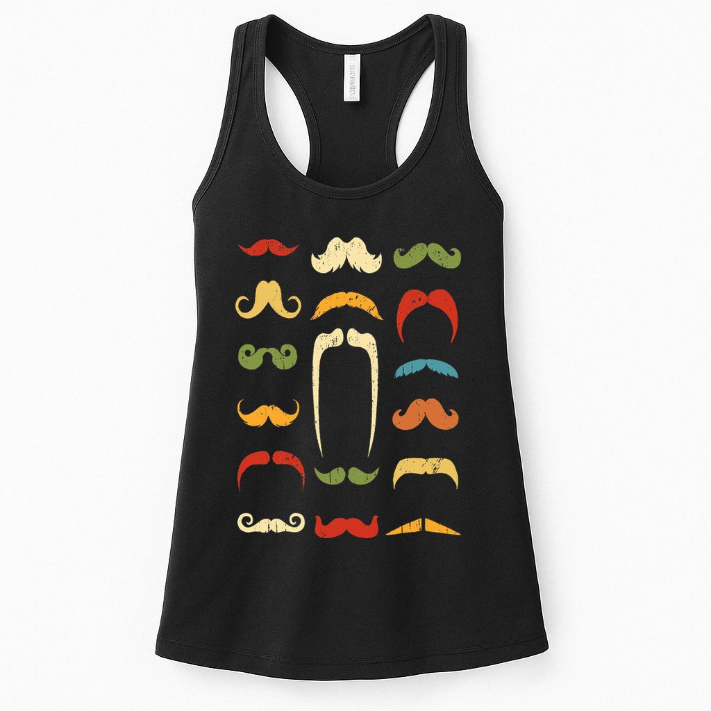 Funny Mustache Styles  Vintage Retro Hipster Mustache Womens Tank Top