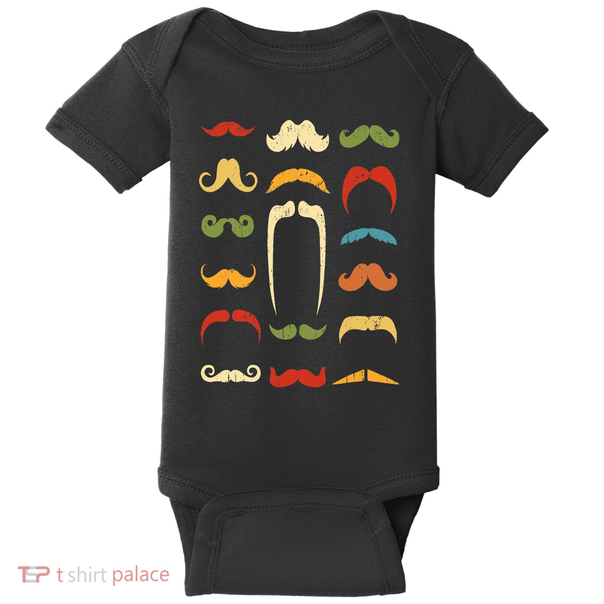 Funny Mustache Styles  Vintage Retro Hipster Mustache Baby Bodysuit