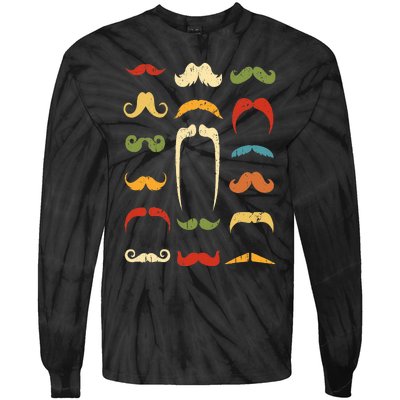 Funny Mustache Styles  Vintage Retro Hipster Mustache Tie-Dye Long Sleeve Shirt