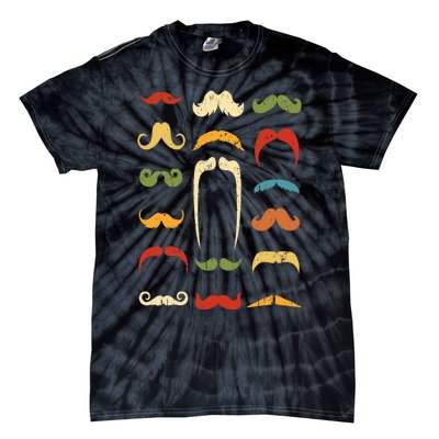 Funny Mustache Styles  Vintage Retro Hipster Mustache Tie-Dye T-Shirt