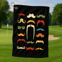 Funny Mustache Styles  Vintage Retro Hipster Mustache Golf Towel