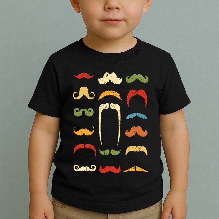 Funny Mustache Styles  Vintage Retro Hipster Mustache Toddler T-Shirt