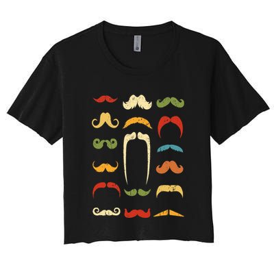 Funny Mustache Styles  Vintage Retro Hipster Mustache Crop Top