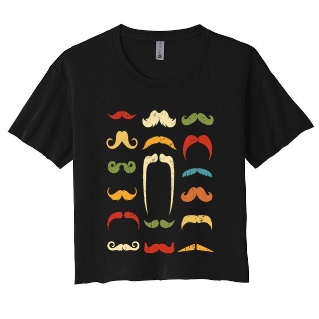 Funny Mustache Styles  Vintage Retro Hipster Mustache Crop Top