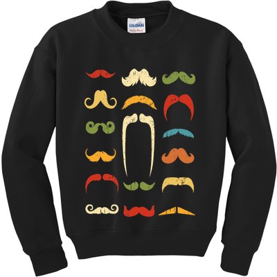 Funny Mustache Styles  Vintage Retro Hipster Mustache Kids Sweatshirt