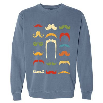 Funny Mustache Styles  Vintage Retro Hipster Mustache Garment-Dyed Sweatshirt