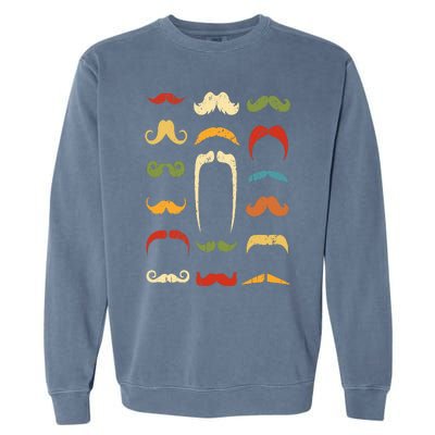 Funny Mustache Styles  Vintage Retro Hipster Mustache Garment-Dyed Sweatshirt