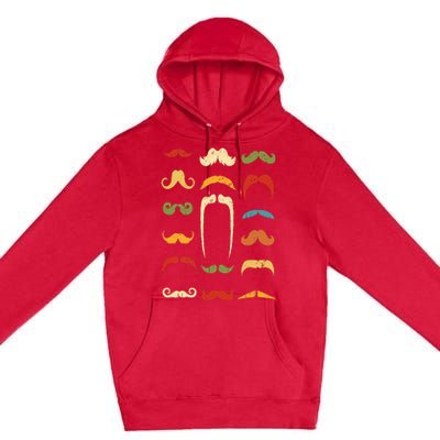 Funny Mustache Styles  Vintage Retro Hipster Mustache Premium Pullover Hoodie