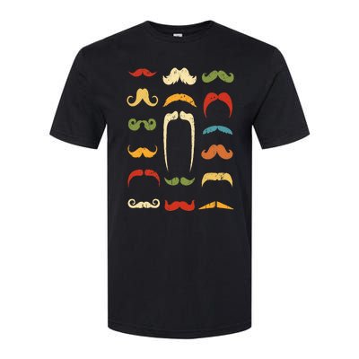 Funny Mustache Styles  Vintage Retro Hipster Mustache Softstyle CVC T-Shirt