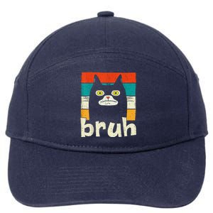 Funny Meme Saying Bruh With Cat Greetings 7-Panel Snapback Hat