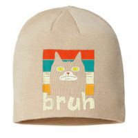 Funny Meme Saying Bruh With Cat Greetings Sustainable Beanie