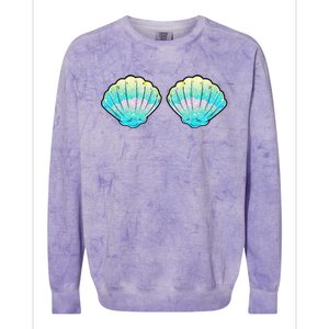 funny Mermaid Sea Shell Bra Birthday Colorblast Crewneck Sweatshirt