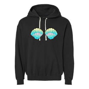 funny Mermaid Sea Shell Bra Birthday Garment-Dyed Fleece Hoodie