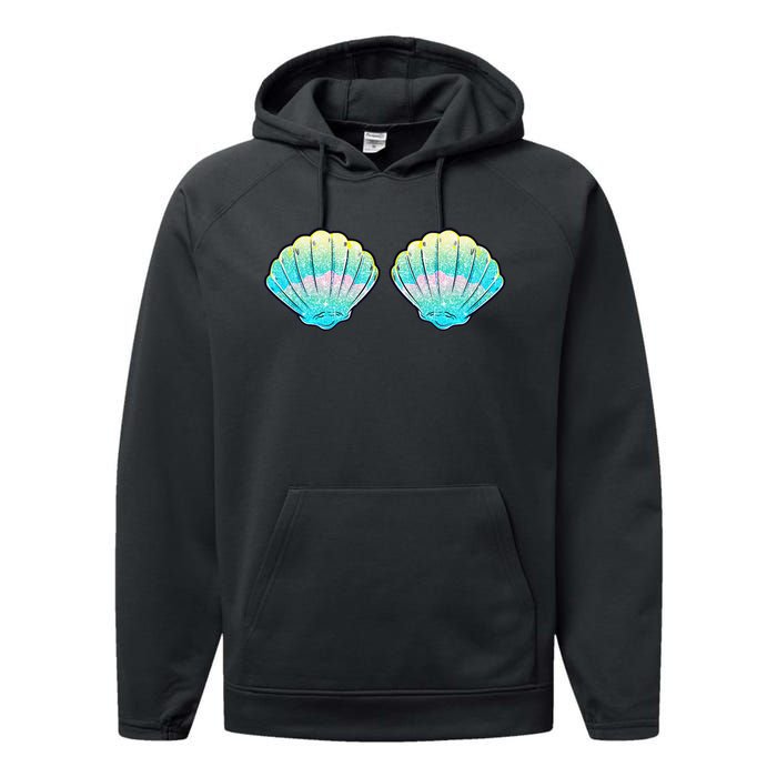 funny Mermaid Sea Shell Bra Birthday Performance Fleece Hoodie