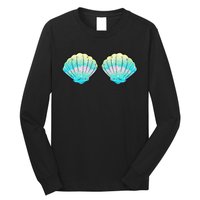 funny Mermaid Sea Shell Bra Birthday Long Sleeve Shirt