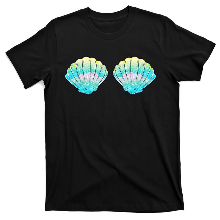 funny Mermaid Sea Shell Bra Birthday T-Shirt