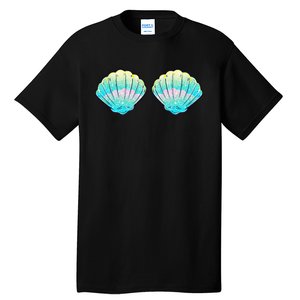 funny Mermaid Sea Shell Bra Birthday Tall T-Shirt