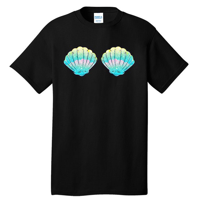 funny Mermaid Sea Shell Bra Birthday Tall T-Shirt