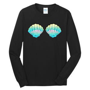 funny Mermaid Sea Shell Bra Birthday Tall Long Sleeve T-Shirt