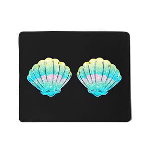 funny Mermaid Sea Shell Bra Birthday Mousepad