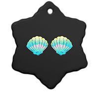 funny Mermaid Sea Shell Bra Birthday Ceramic Star Ornament