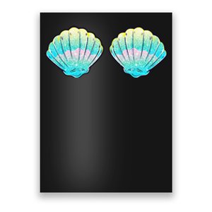 funny Mermaid Sea Shell Bra Birthday Poster