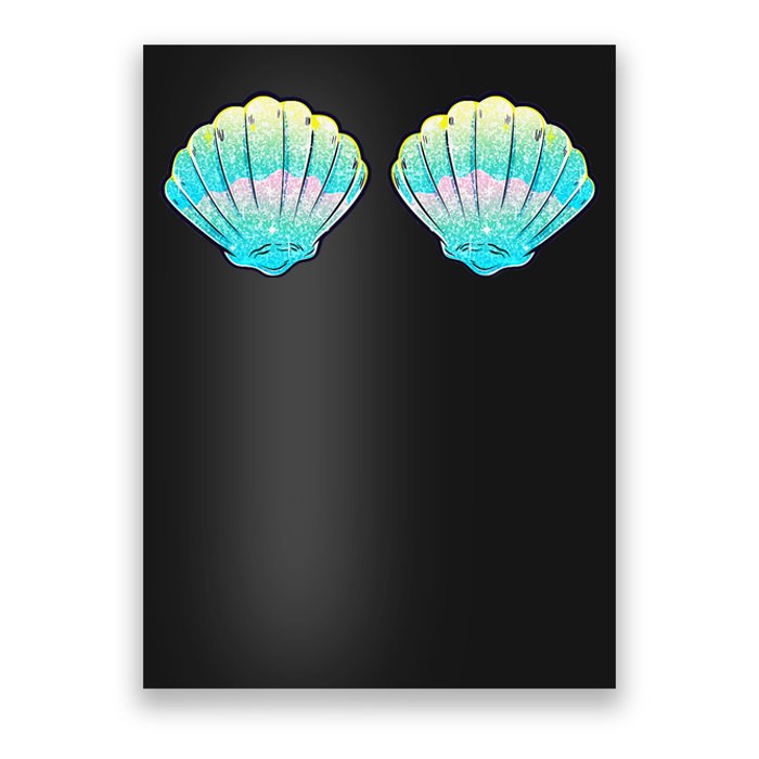 funny Mermaid Sea Shell Bra Birthday Poster