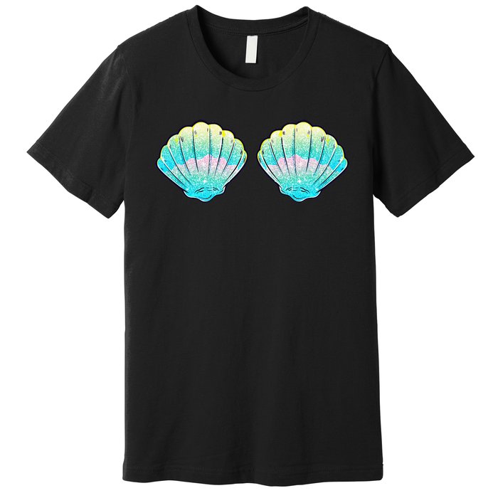 funny Mermaid Sea Shell Bra Birthday Premium T-Shirt